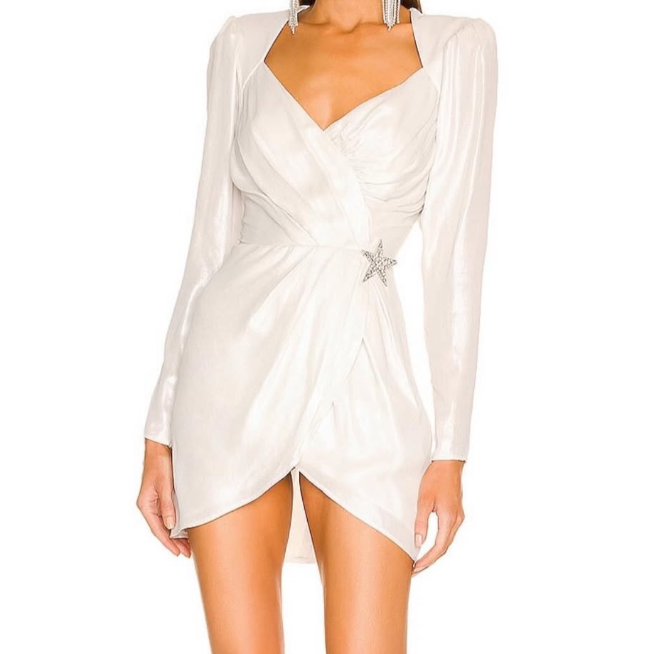 Dundas White Wrap Dress With Star Detail